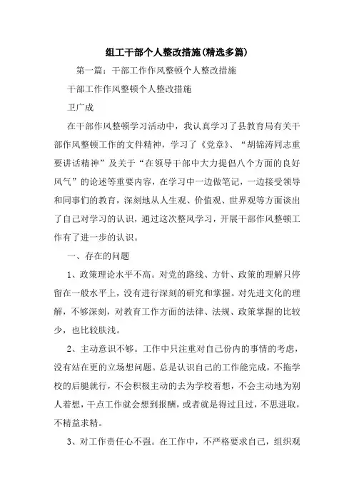 最新整理组工干部个人整改措施(精选多篇)