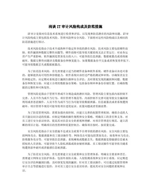浅谈IT审计风险构成及防范措施