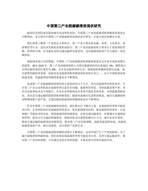 中国第三产业能源碳排放现状研究
