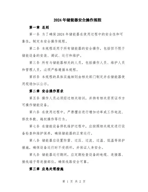 2024年储能器安全操作规程