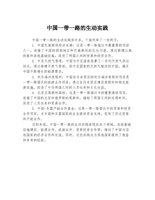 中国一带一路的生动实践