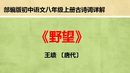 《野望》部编版八年级上册语文第三单元唐诗五首诵读译文赏析