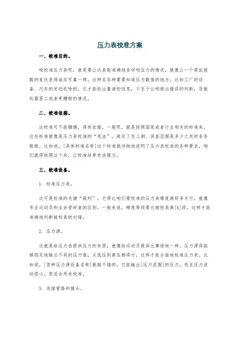 压力表校准方案