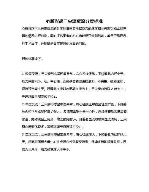 心脏彩超三尖瓣反流分度标准