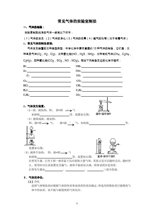 常见气体的制备