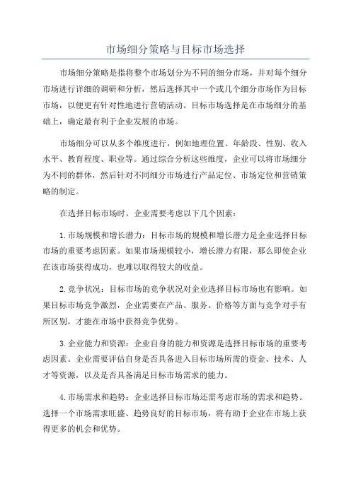 市场细分策略与目标市场选择