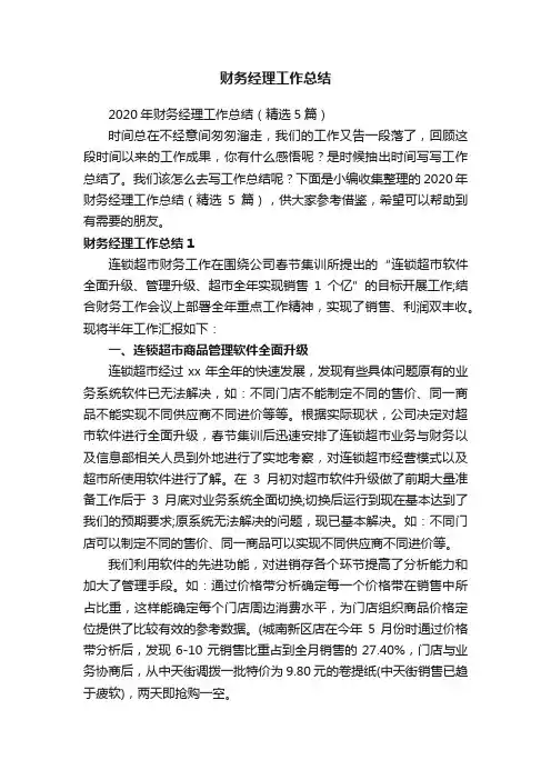 2020年财务经理工作总结（精选5篇）