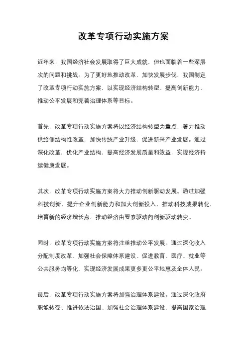 改革专项行动实施方案