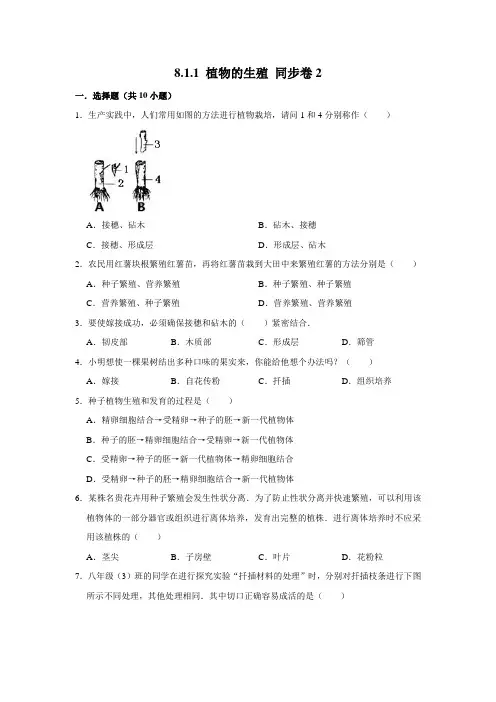 鲁科五四制版生物八年级下册植物的生殖