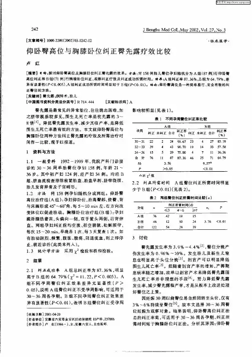 仰卧臀高位与胸膝卧位纠正臀先露疗效比较