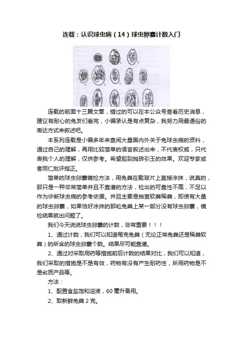 连载：认识球虫病（14）球虫卵囊计数入门