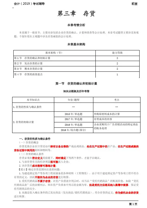 存货的确认和初始计量(1)