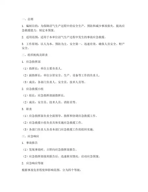 沼气安全生产应急救援预案