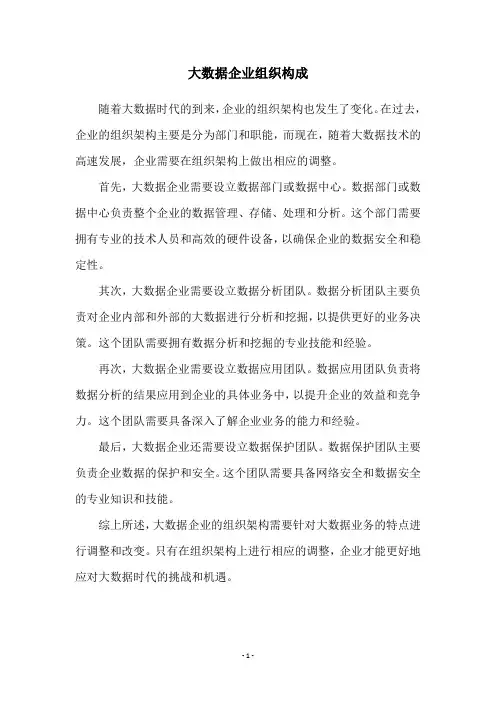 大数据企业组织构成