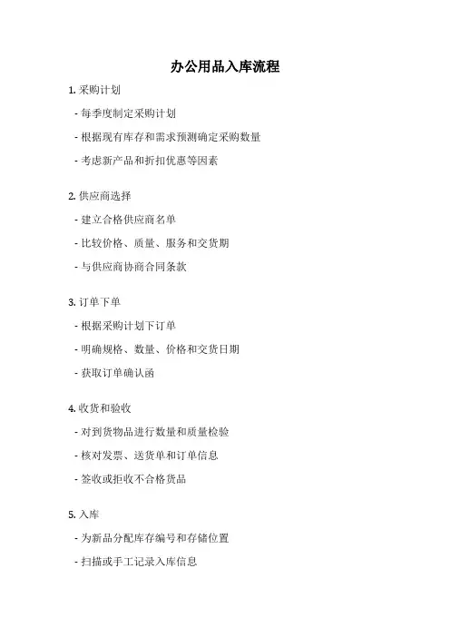 办公用品入库流程