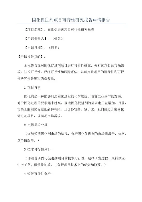 固化促进剂项目可行性研究报告申请报告