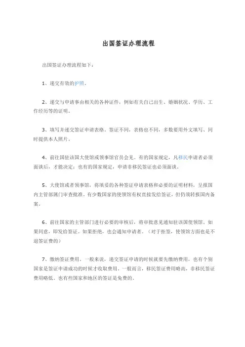 出国签证办理流程