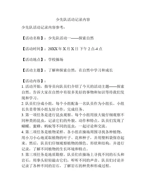 少先队活动记录内容