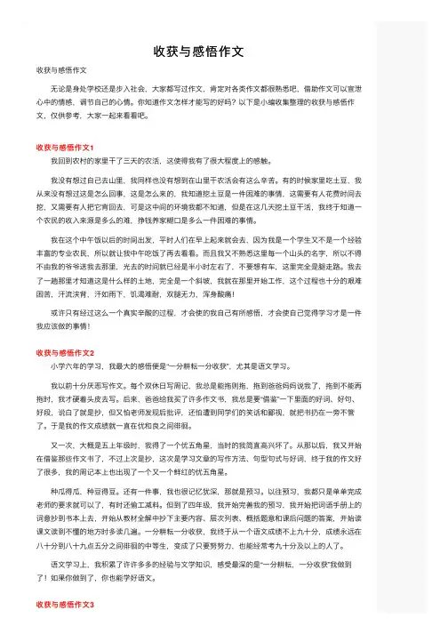 收获与感悟作文