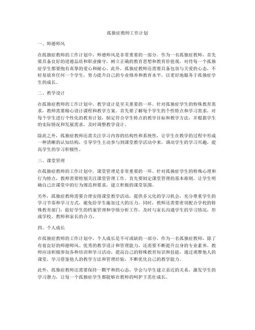 孤独症教师工作计划