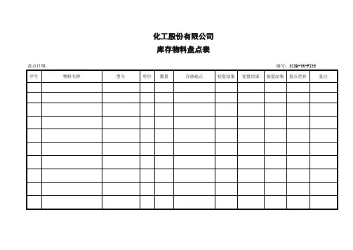 化工股份有限公司库存物料盘点表(WORD2页)