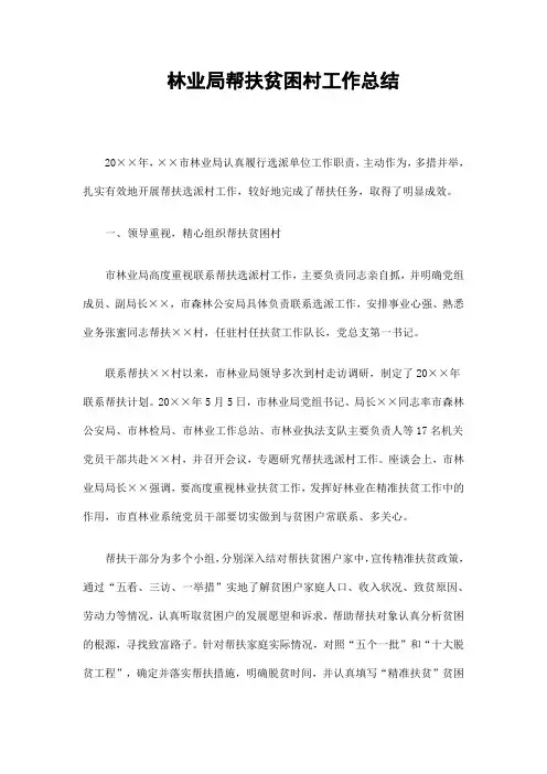 林业局帮扶贫困村工作总结