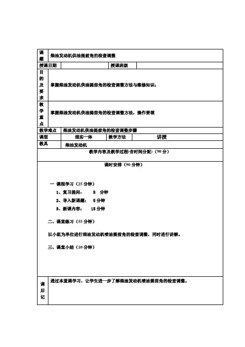 供油提前角调整