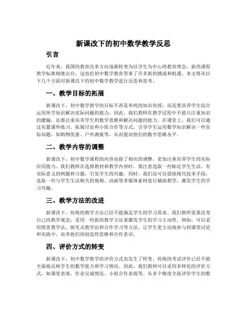 新课改下的初中数学教学反思