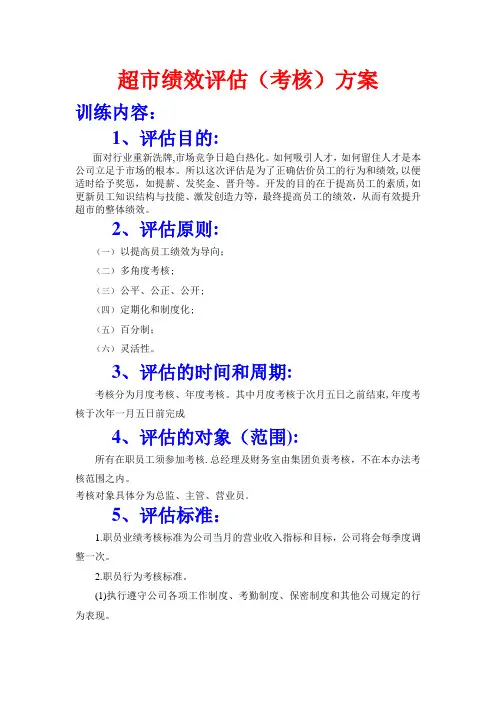 超市绩效评估(考核)方案【可编辑范本】
