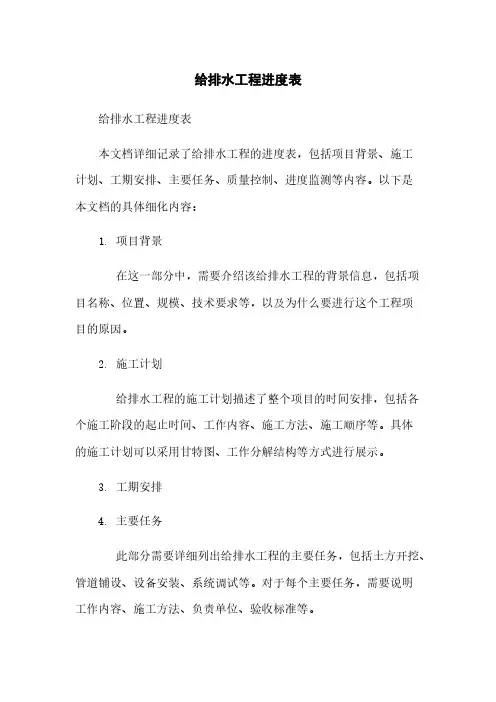 给排水工程进度表