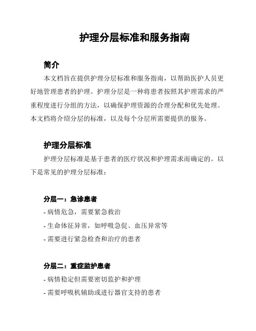 护理分层标准和服务指南