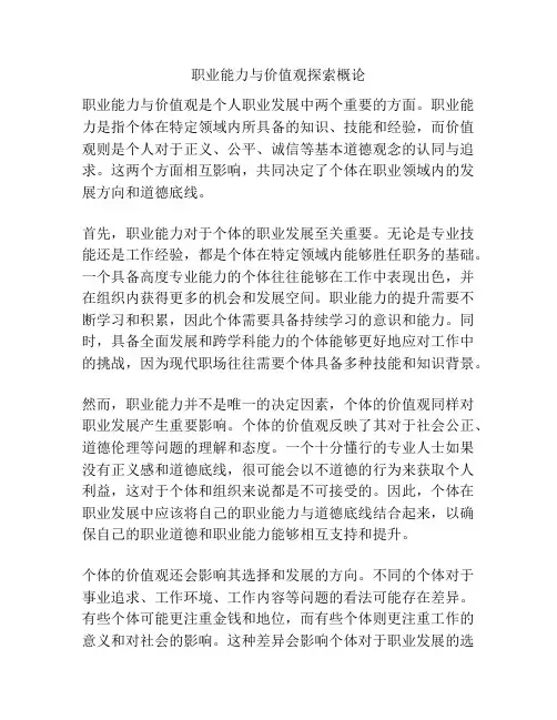 职业能力与价值观探索概论