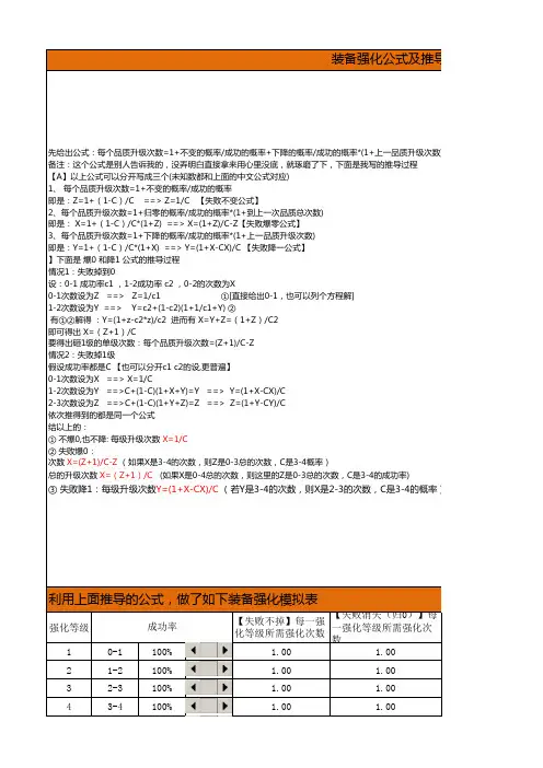 装备强化公式