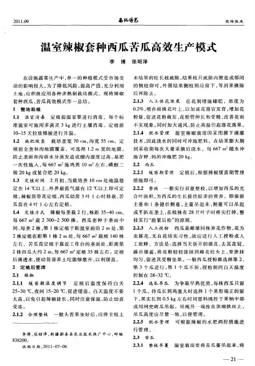 温室辣椒套种西瓜苦瓜高效生产模式
