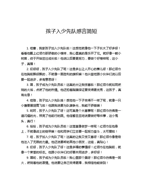 孩子入少先队感言简短