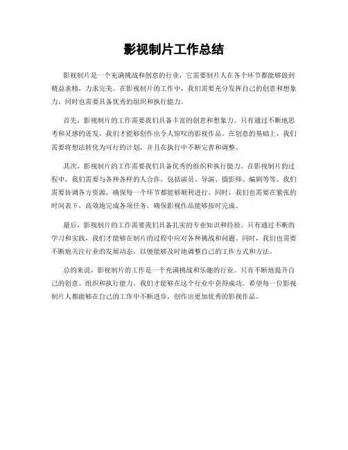 影视制片工作总结