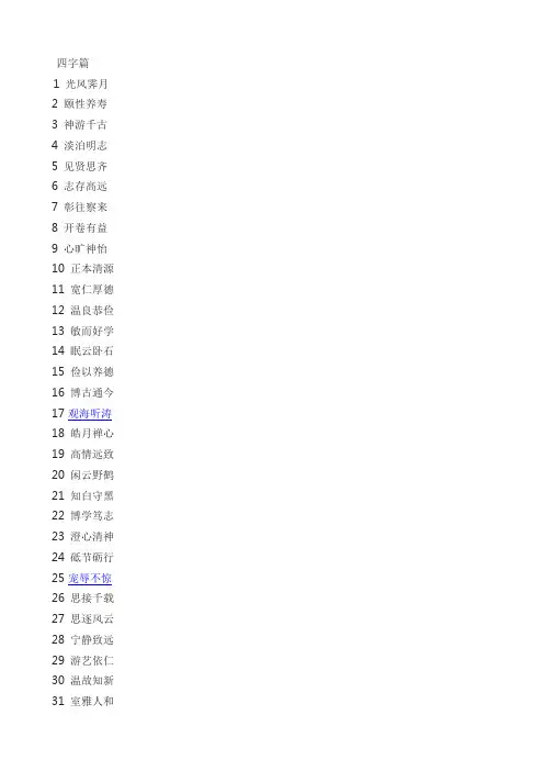 书法题词题字用语用词集锦大全 四字篇