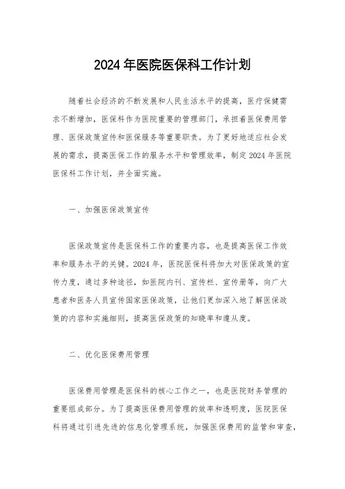 2024年医院医保科工作计划