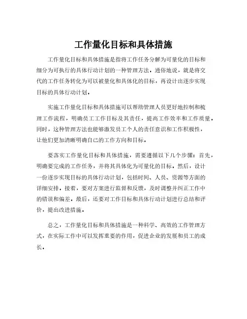 工作量化目标和具体措施