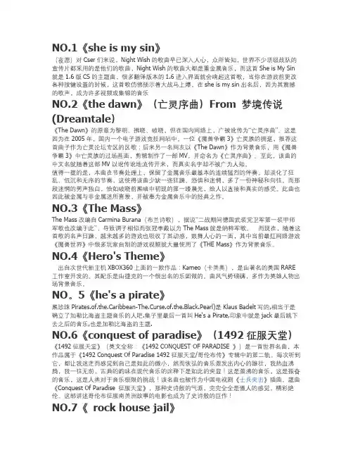 十大激情背景曲目