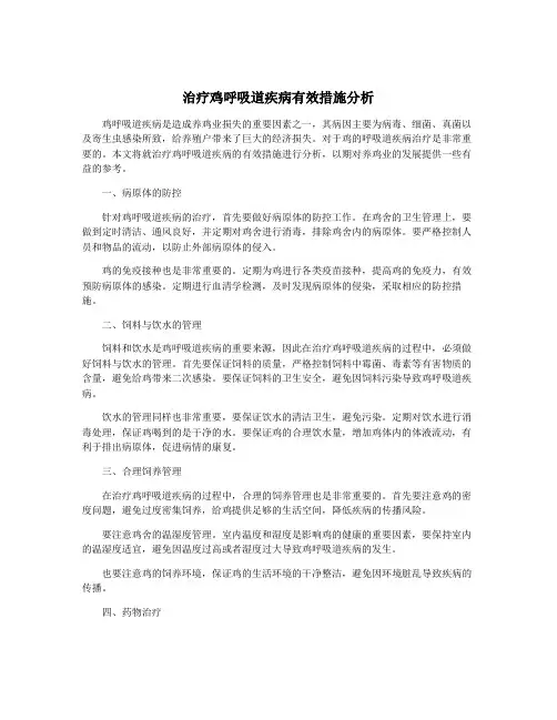 治疗鸡呼吸道疾病有效措施分析