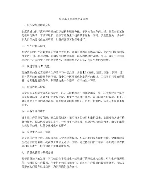 公司车间管理制度及流程