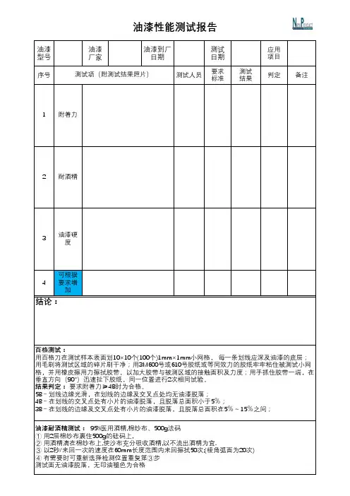 油漆测试报告-格式
