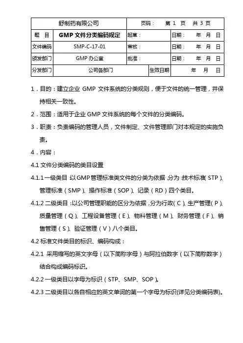 文件分类编码规定