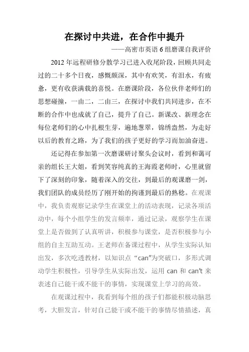 磨课自我评价