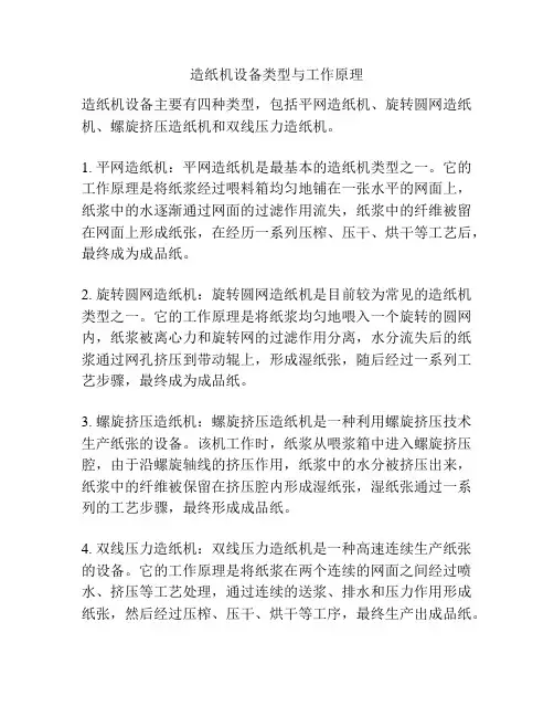 造纸机设备类型与工作原理