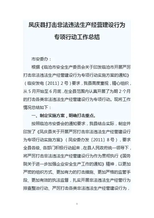 打击非法违法生产经营建设总结