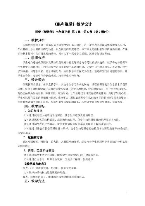 眼和视觉2教学设计