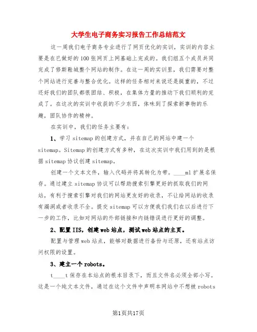 大学生电子商务实习报告工作总结范文(4篇)