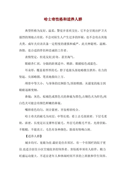 哈士奇性格和适养人群